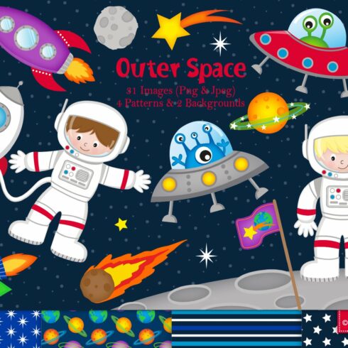 Space clipart, Astronauts -C21 cover image.