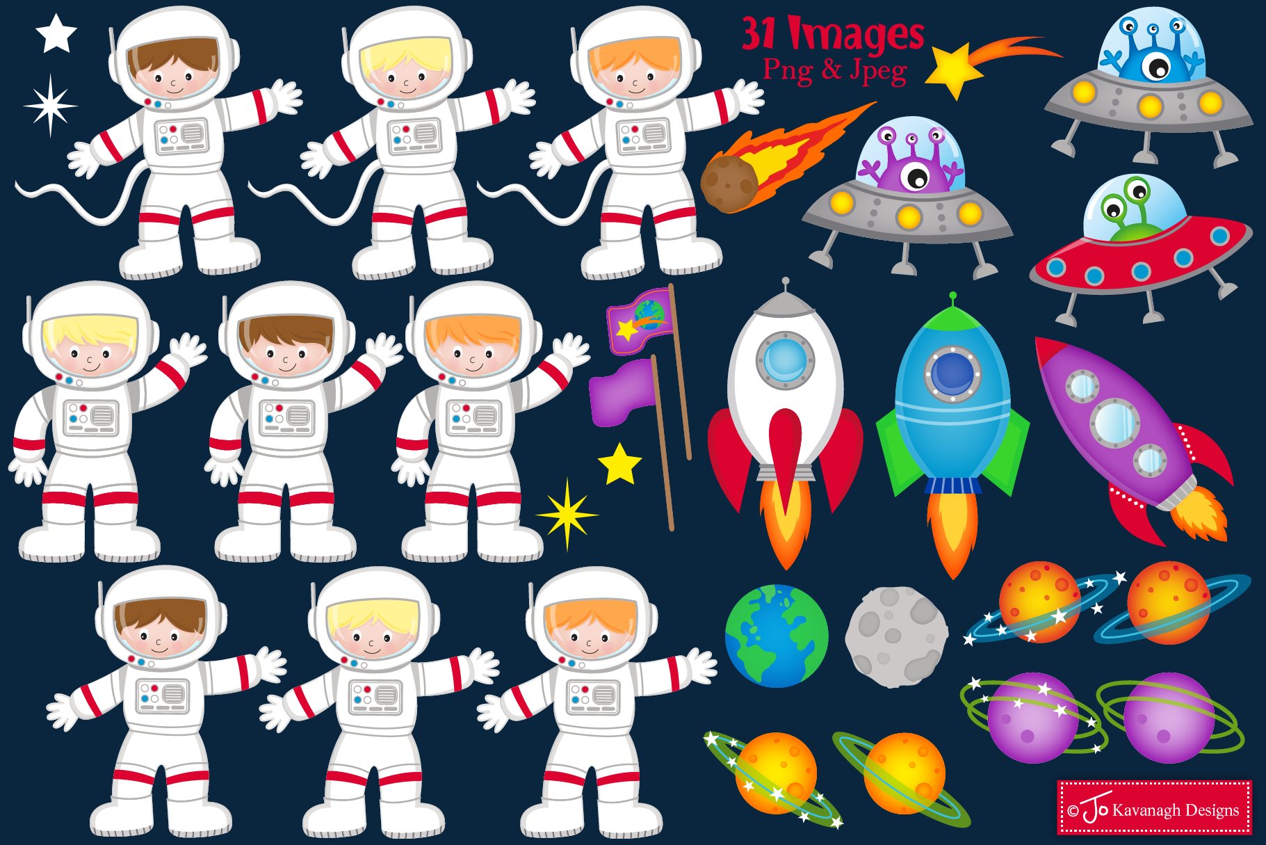 Space clipart, Astronauts -C21 preview image.