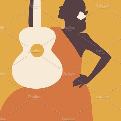 Spanish woman silhouette & guitar cover image.