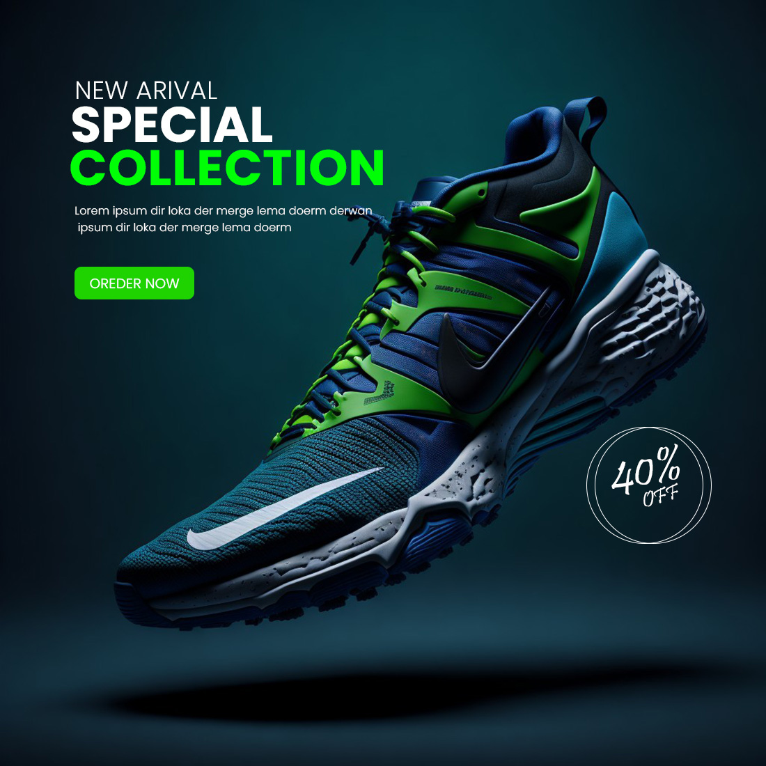 Shoes social media post template pinterest preview image.