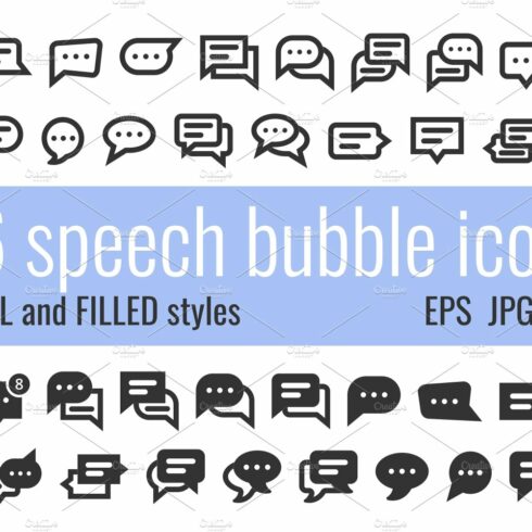 96 speech bubble icons cover image.