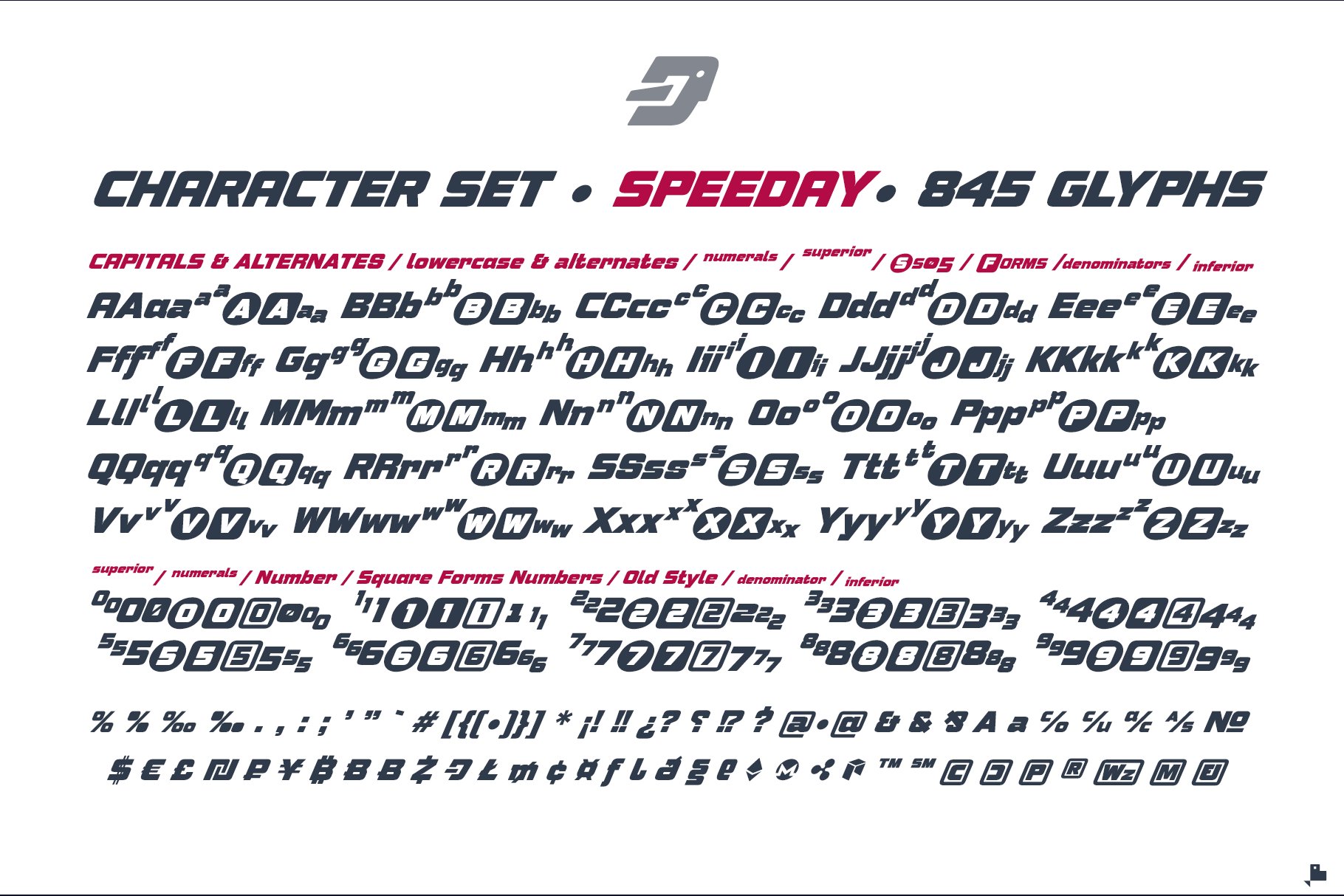 speeday character set 892