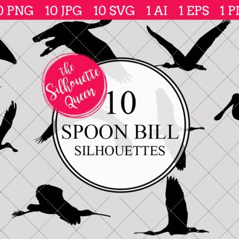 Spoon bill silhouette vector graphic cover image.