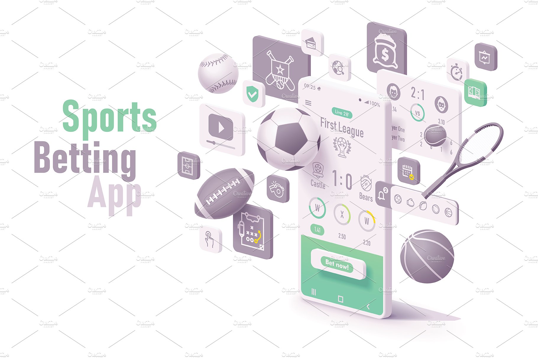 Vector sports betting app concept cover image.