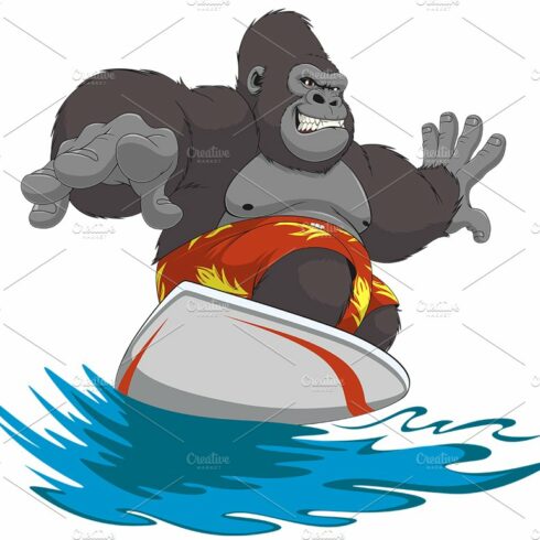 Funny monkey surfer cover image.