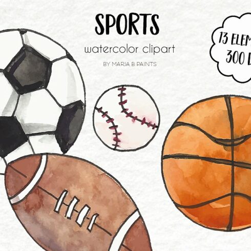 Watercolor Clip Art - Sports cover image.