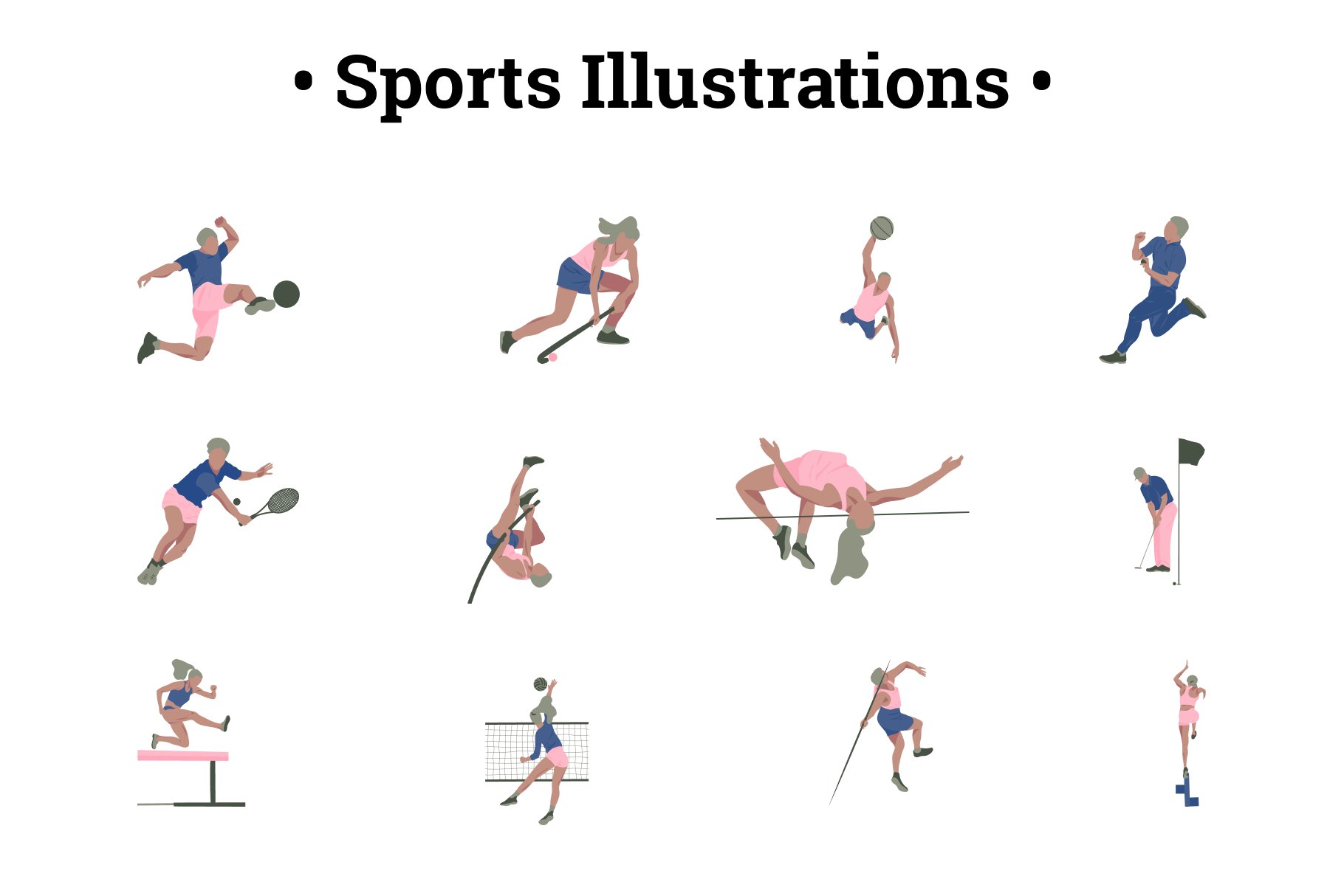 Sports illustrations preview image.