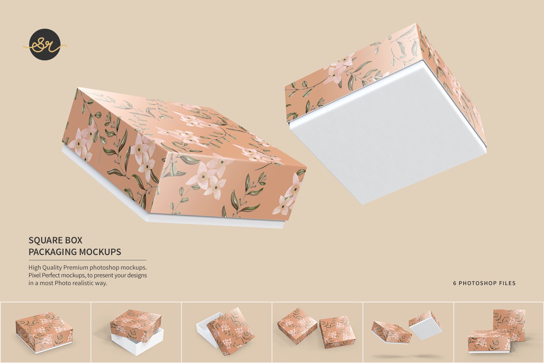 Square Box Packaging Mockups cover image.
