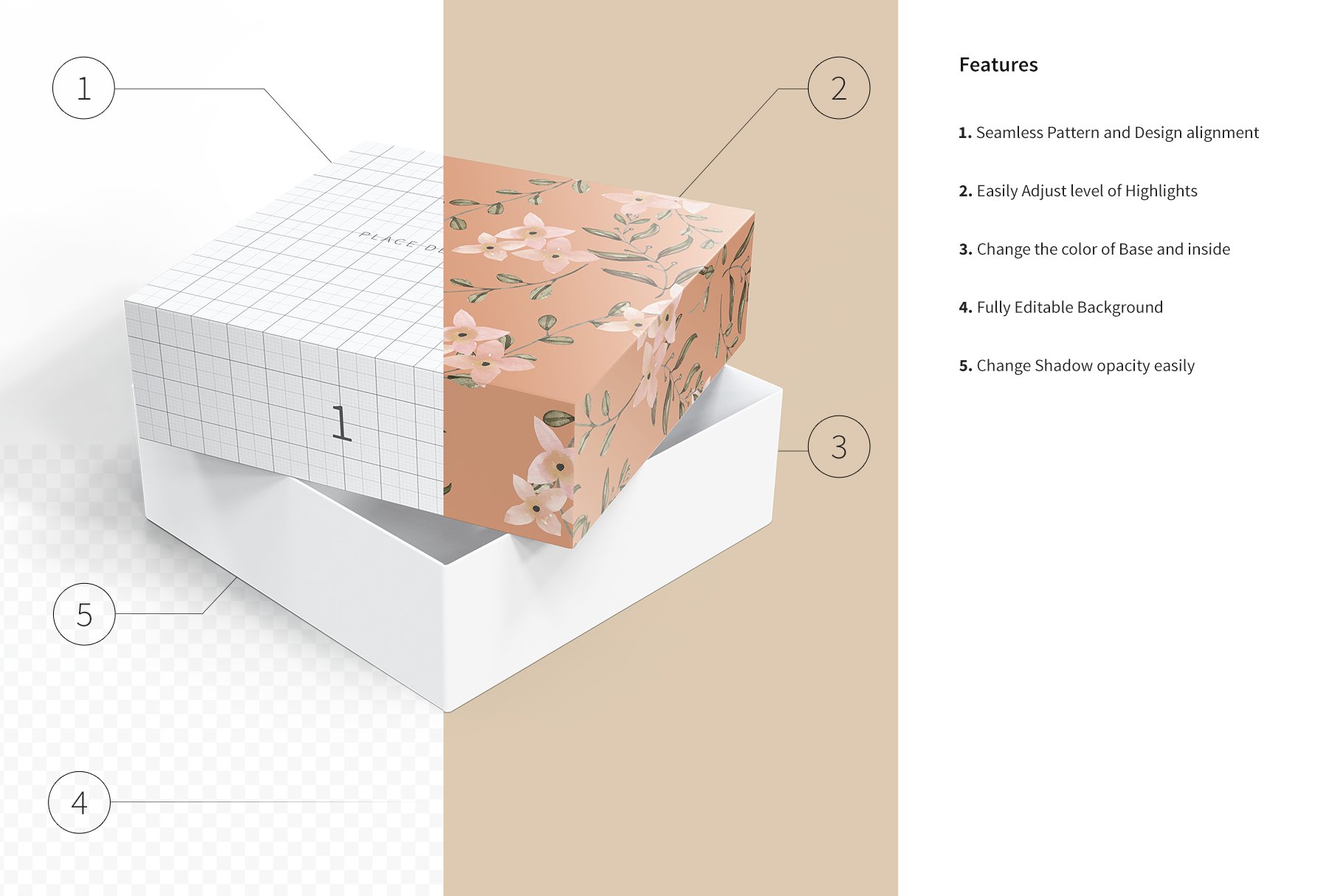 Square Box Packaging Mockups preview image.
