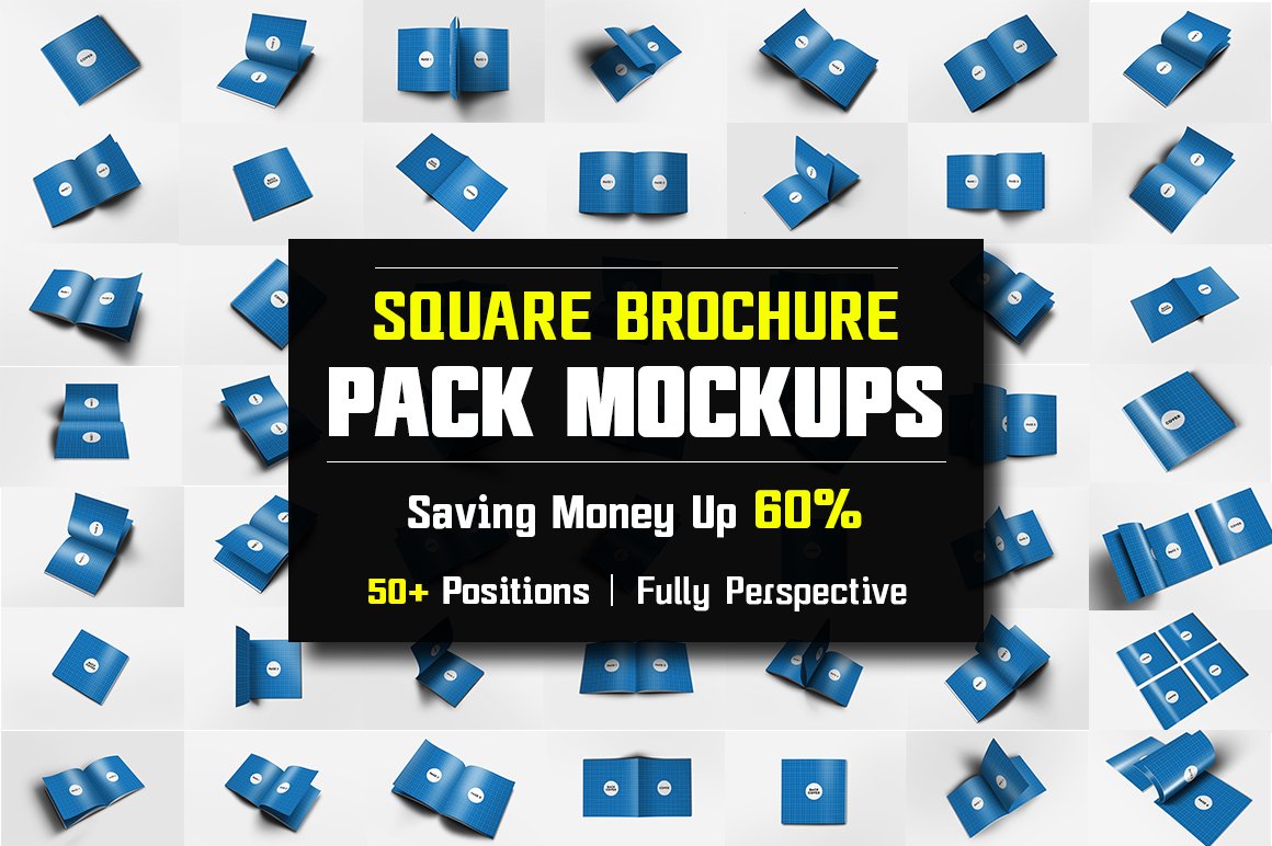 Square Brochure Mockups Pack Bundle cover image.