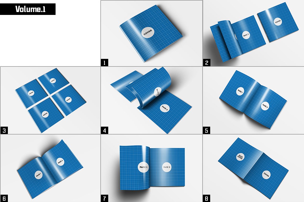 Square Brochure Mockups Pack Bundle preview image.