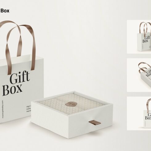 Square Gift Box Mockup cover image.
