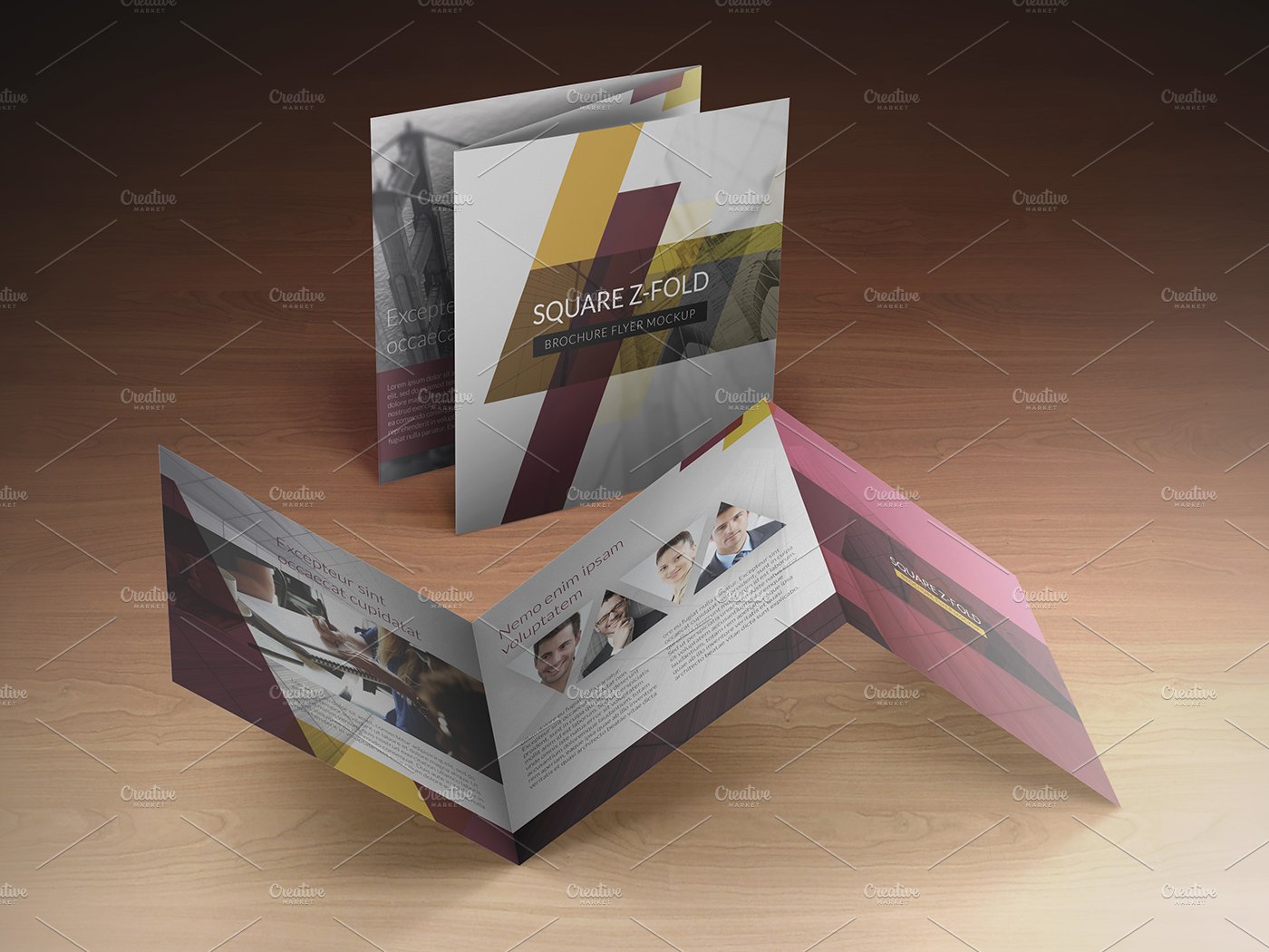 Square Z-Fold Brochure Mockup preview image.