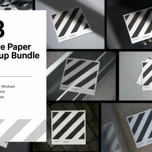 8x Square Paper Mockup Bundle cover image.