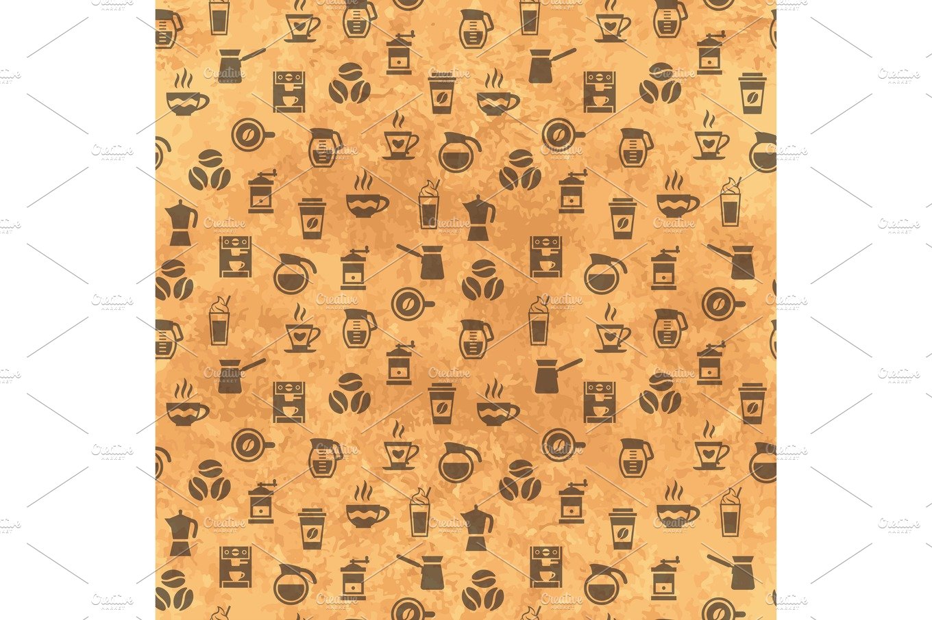 Coffee seamless pattern. Background with icons. cover image.