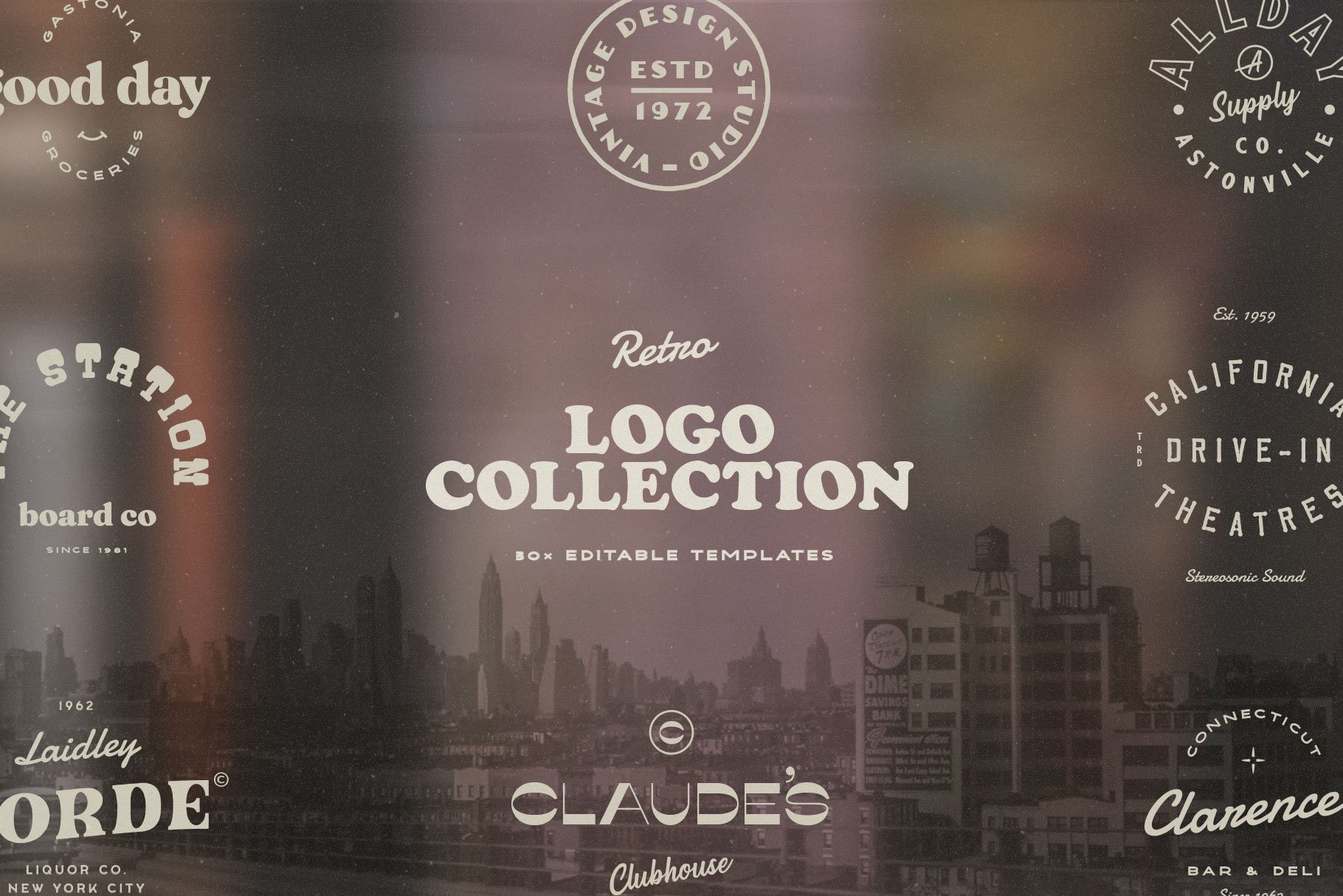 Editable Retro Logo Collection x30 cover image.