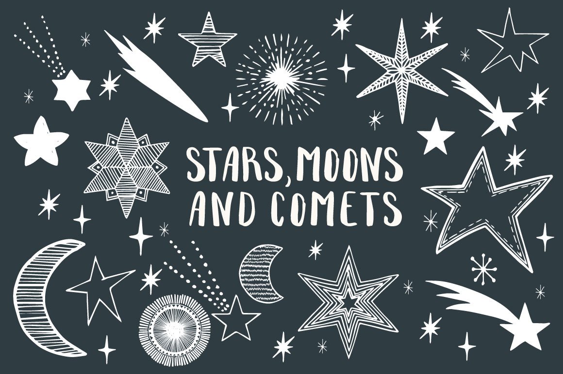 Stars, Moons, Comets - Eps&Png cover image.