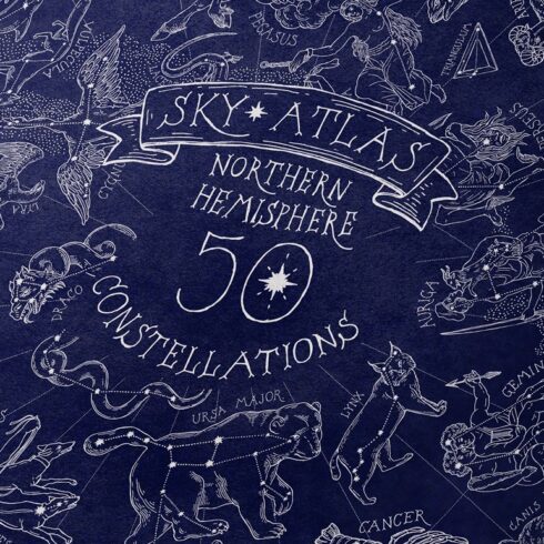 Sky Atlas 50 constellations cover image.