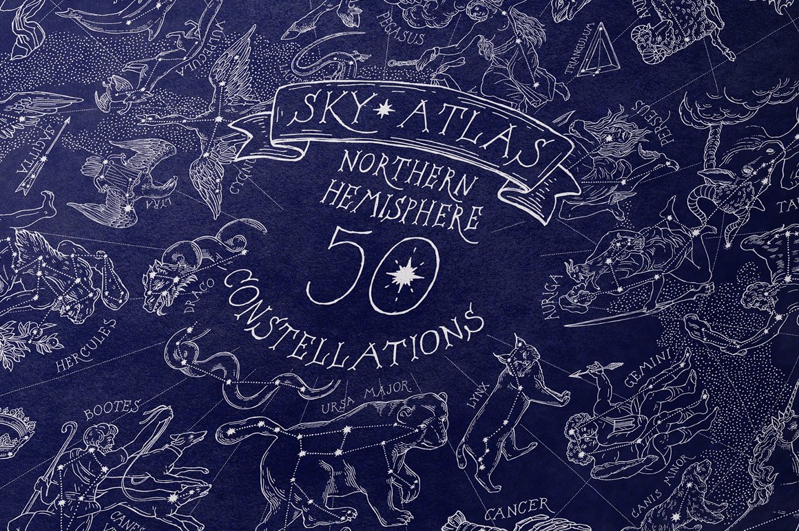 Sky Atlas 50 constellations cover image.