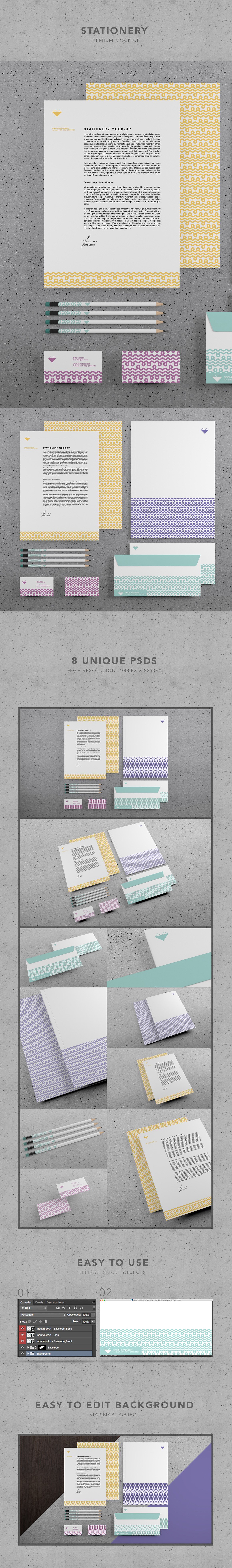 Branding Stationery PSD mock-up preview image.