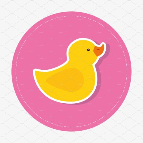 cute duck rubber in frame circular cover image.