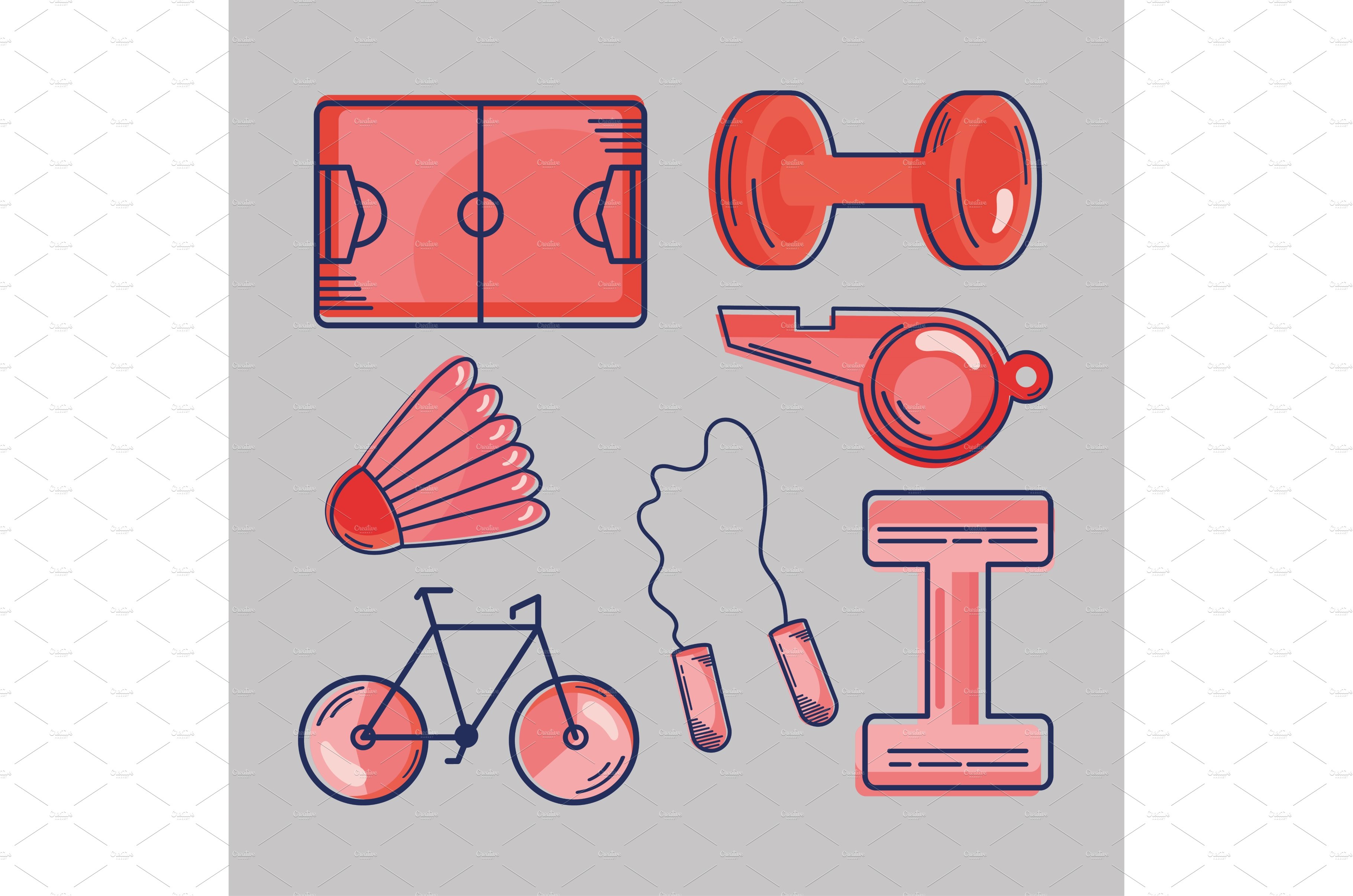 seven sports equipment icons cover image.