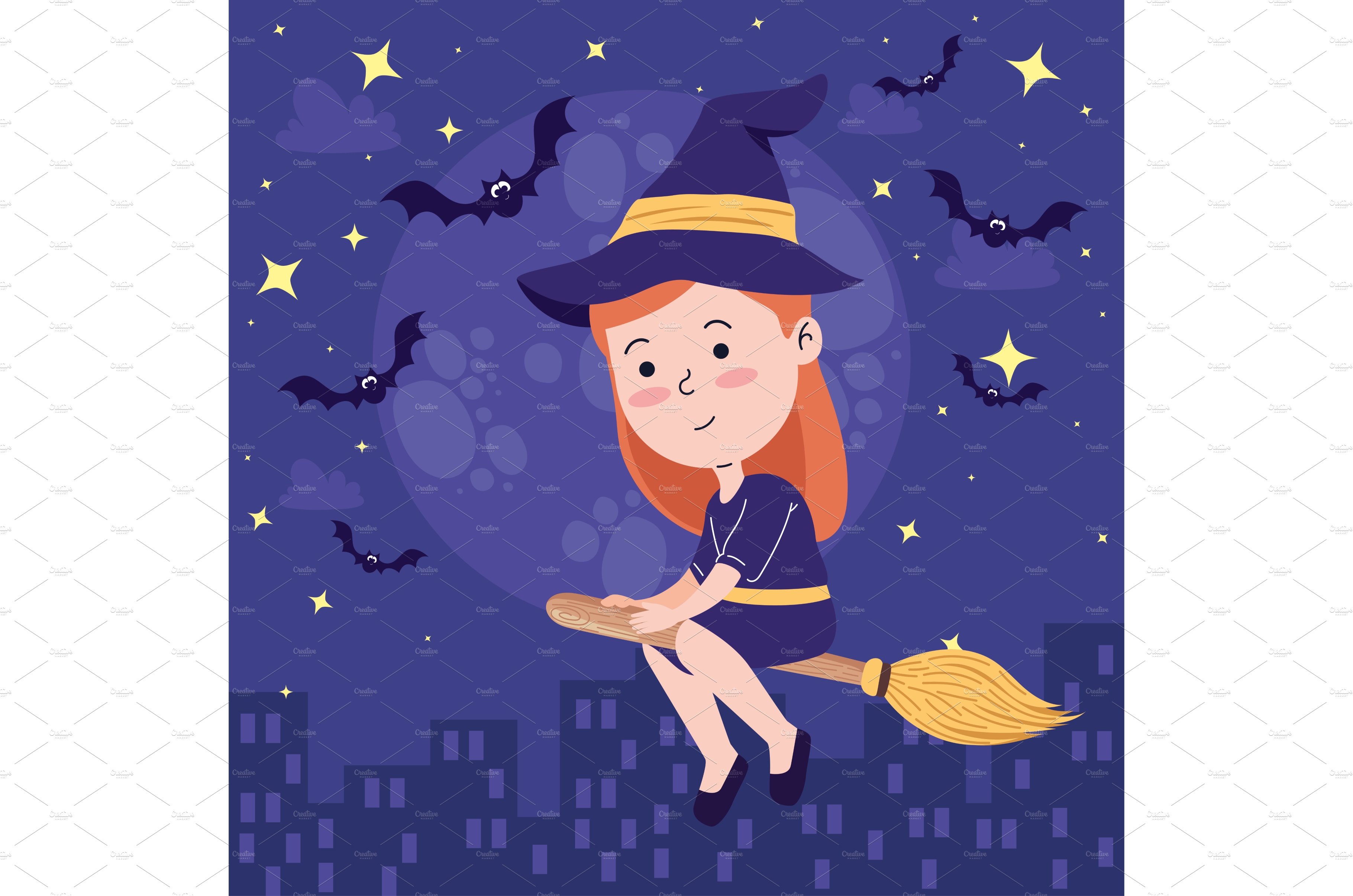 witch flying in broom scene cover image.