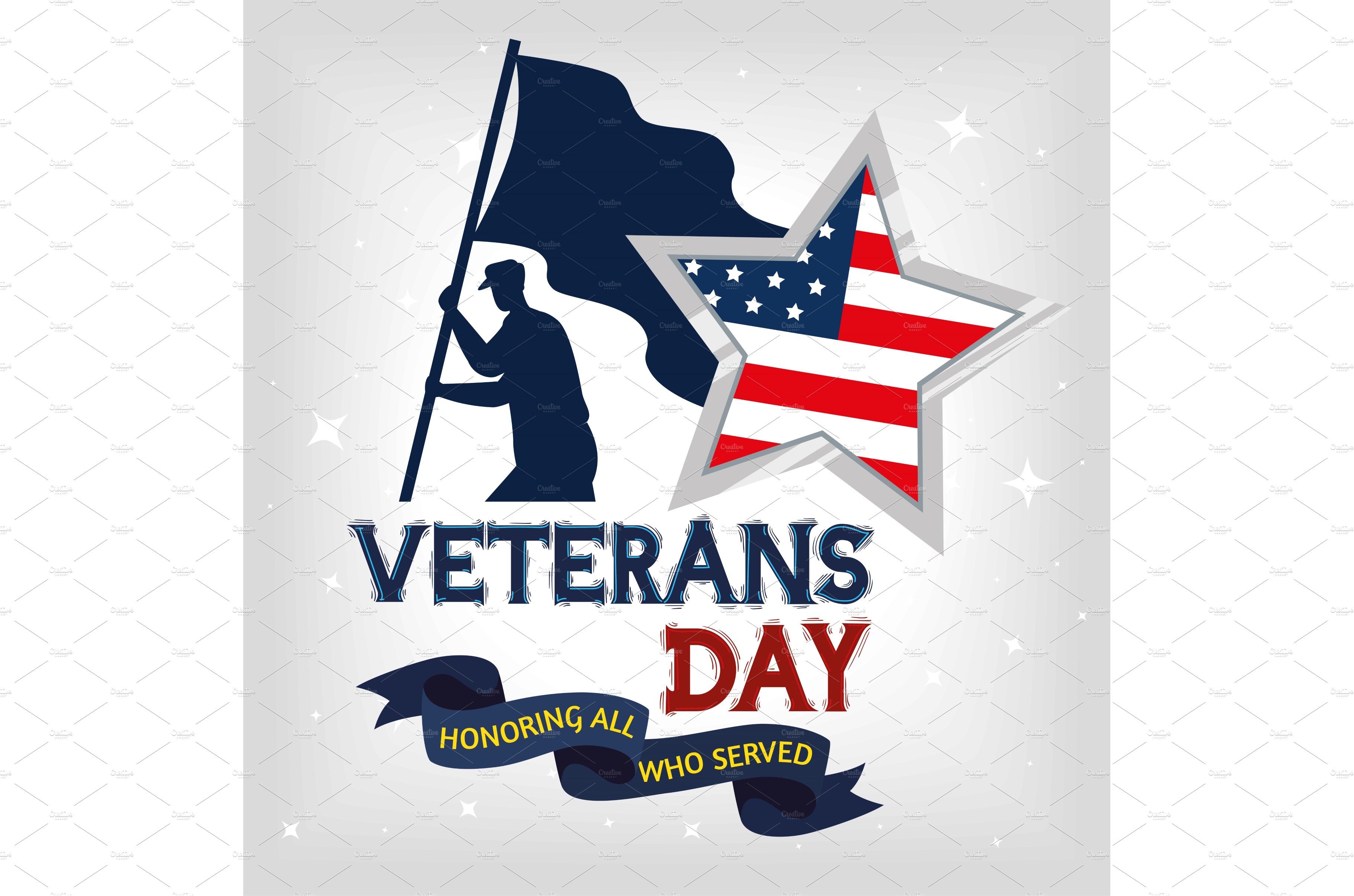 veterans day lattering postcard cover image.