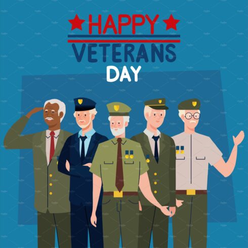happy veterans day lettering cover image.