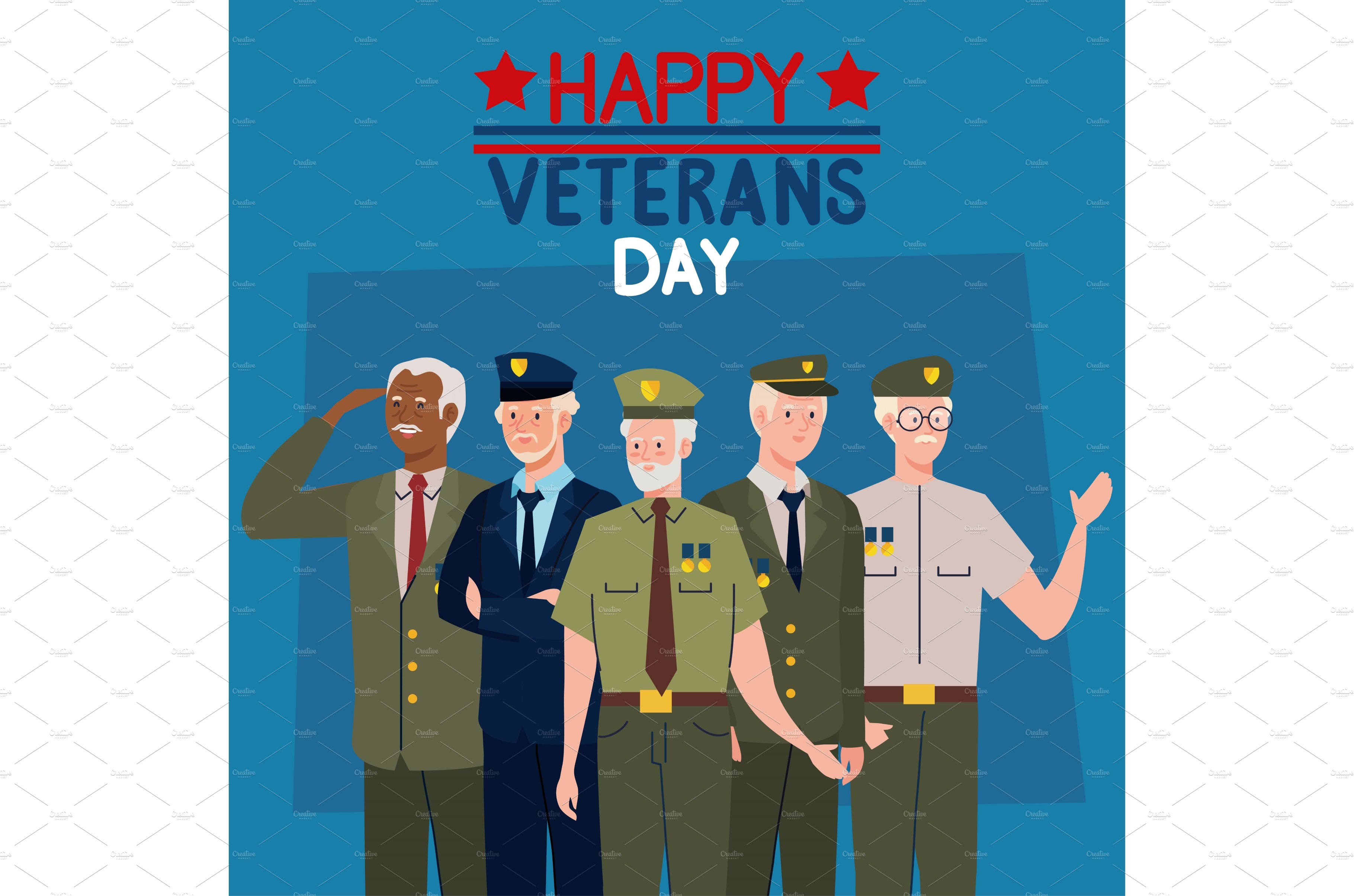 happy veterans day lettering cover image.
