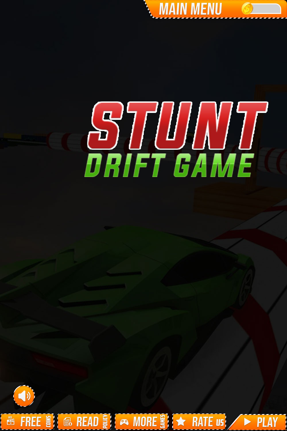 Racing Stunt Game UI Editable Template pinterest preview image.