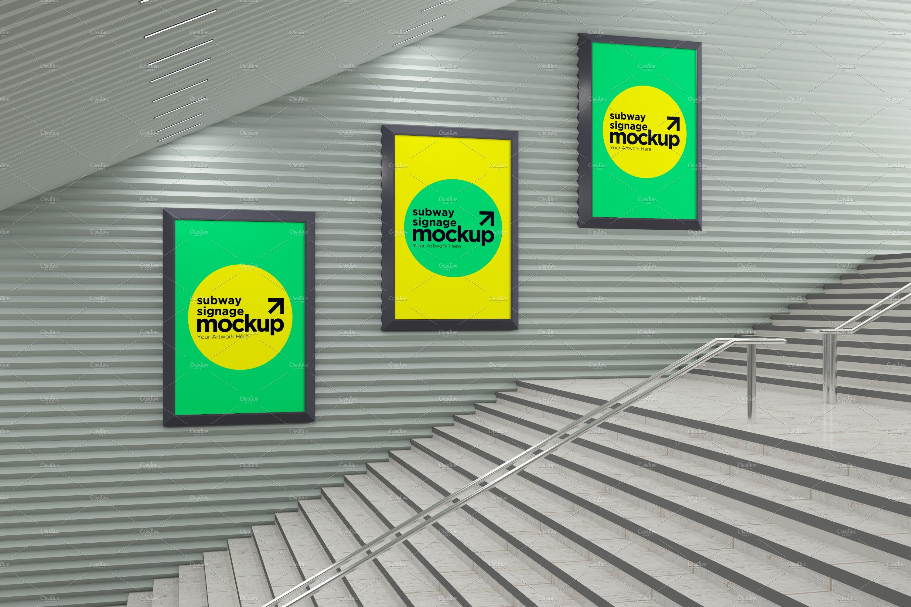 Subway Three Sign Mockup cover image.