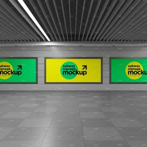 Subway Three Sign Mockup cover image.