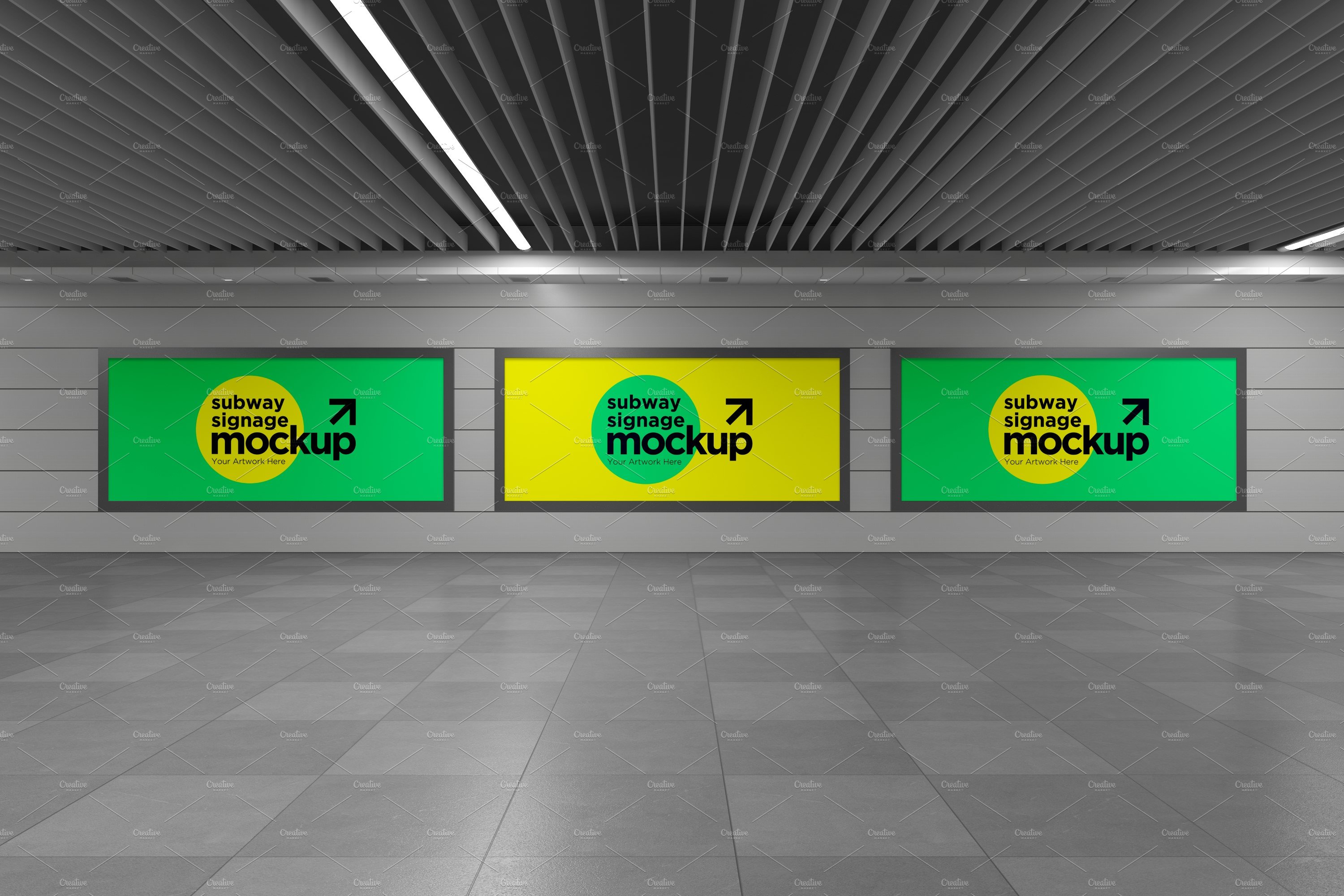 Subway Three Sign Mockup cover image.