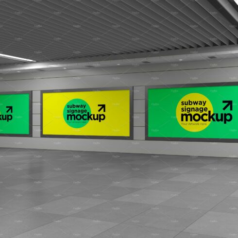 Subway Three Sign Mockup cover image.