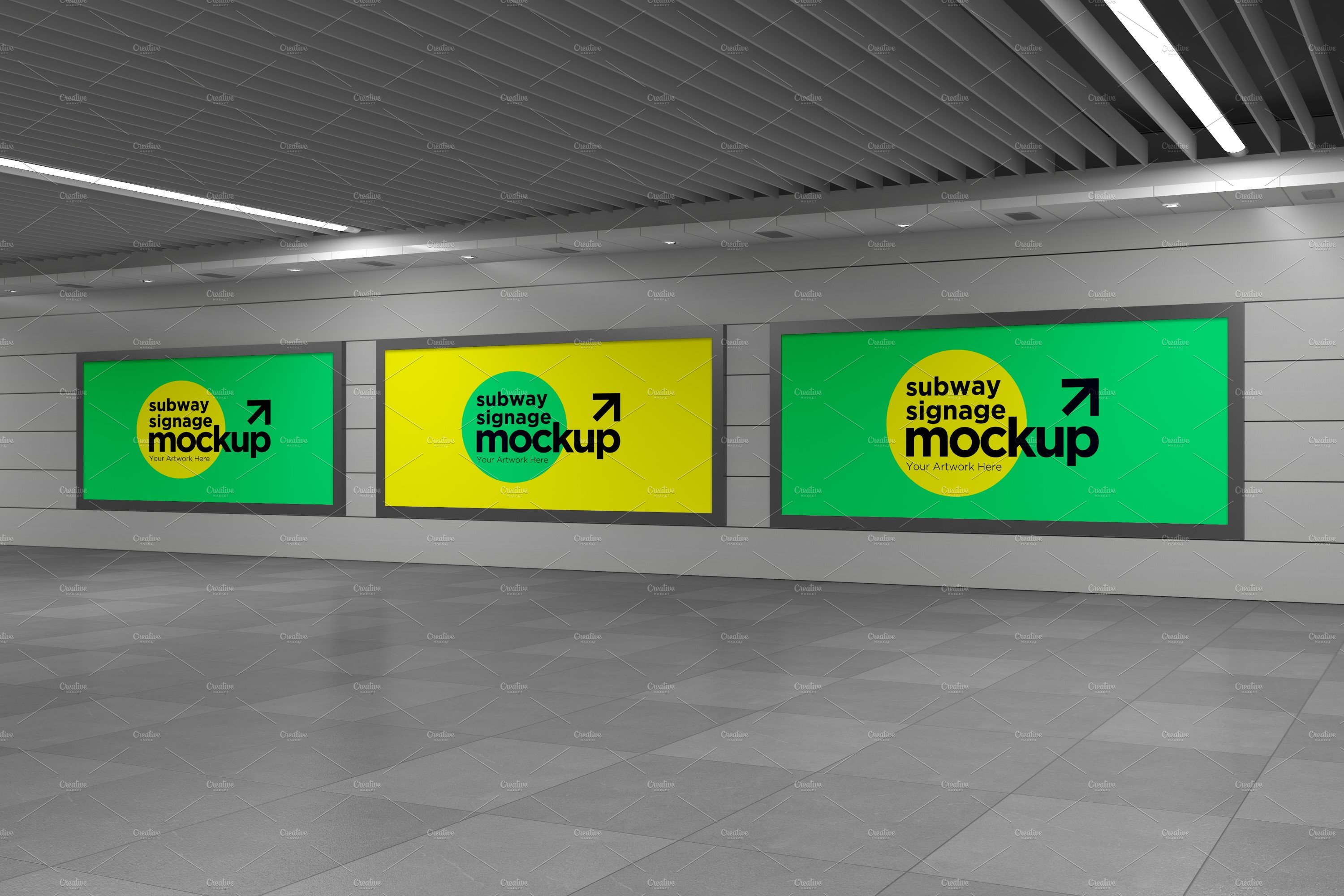 Subway Three Sign Mockup cover image.