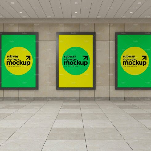 Subway Three Sign Mockup cover image.