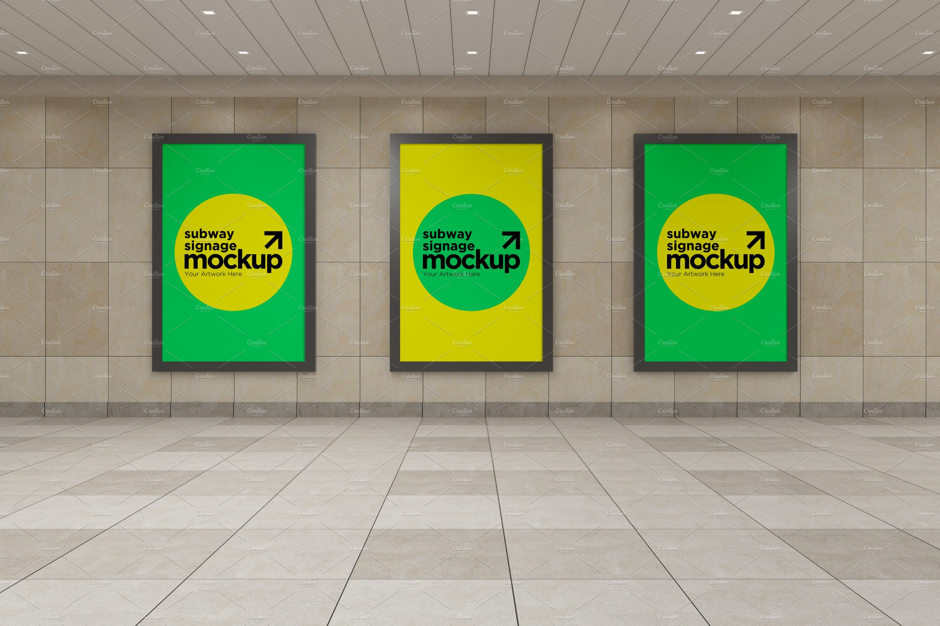 Subway Three Sign Mockup cover image.