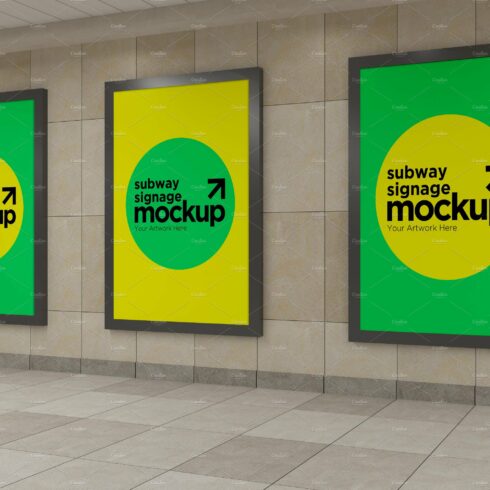 Subway Three Sign Mockup cover image.