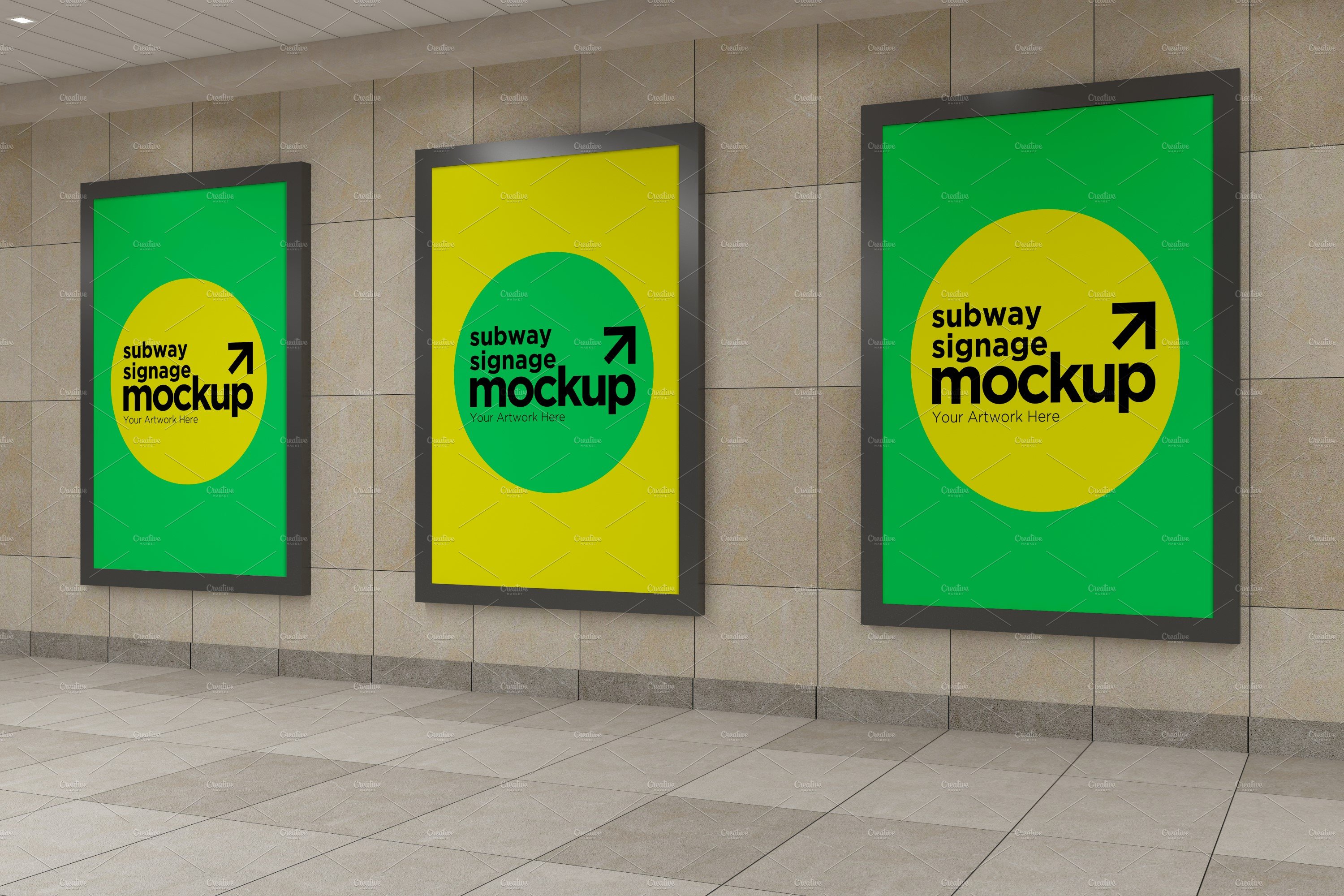 Subway Three Sign Mockup cover image.