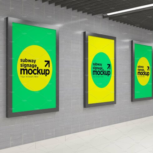 Subway Three Sign Mockup cover image.