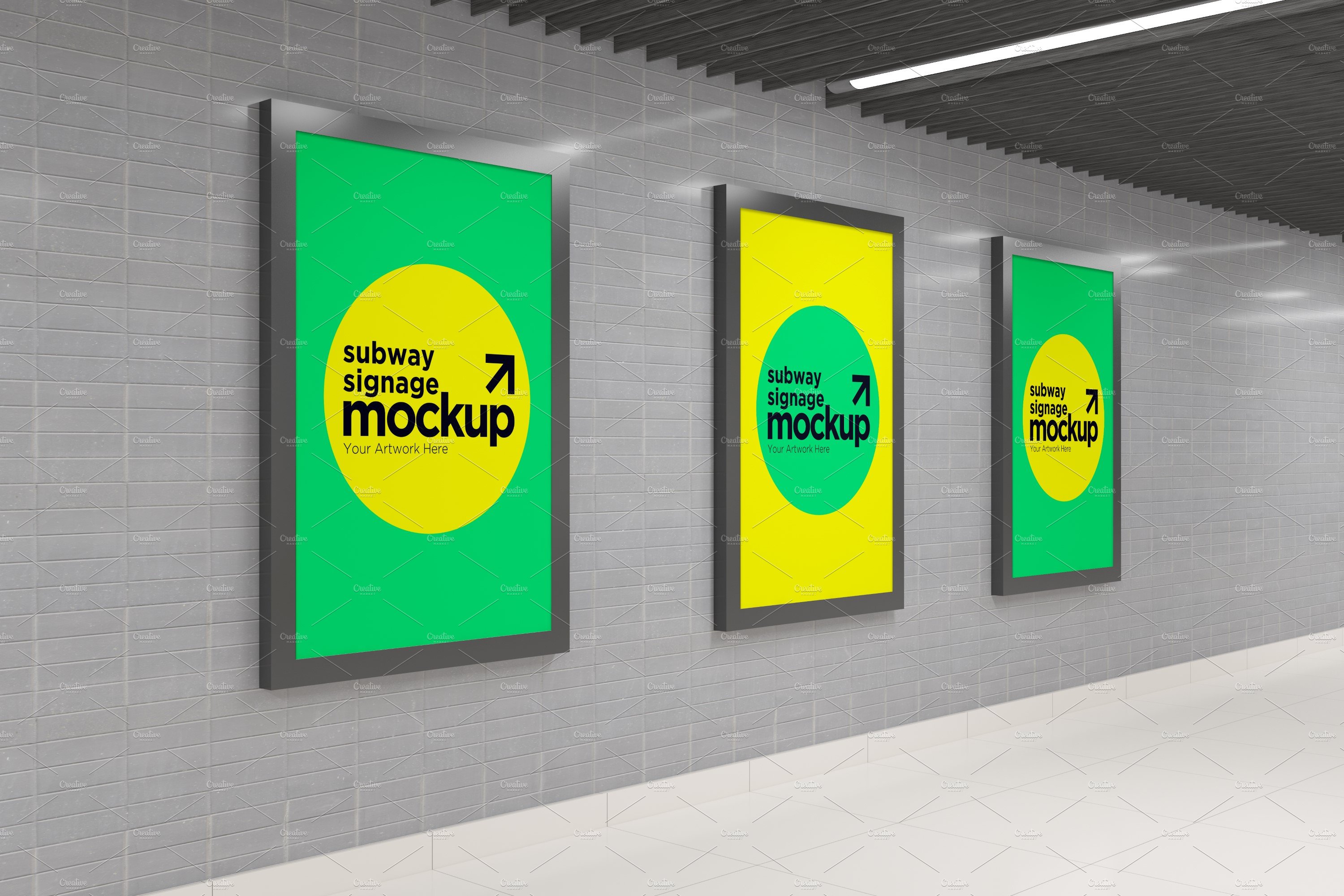 Subway Three Sign Mockup cover image.