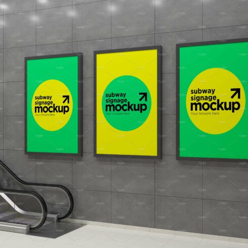 Subway Three Sign Mockup cover image.