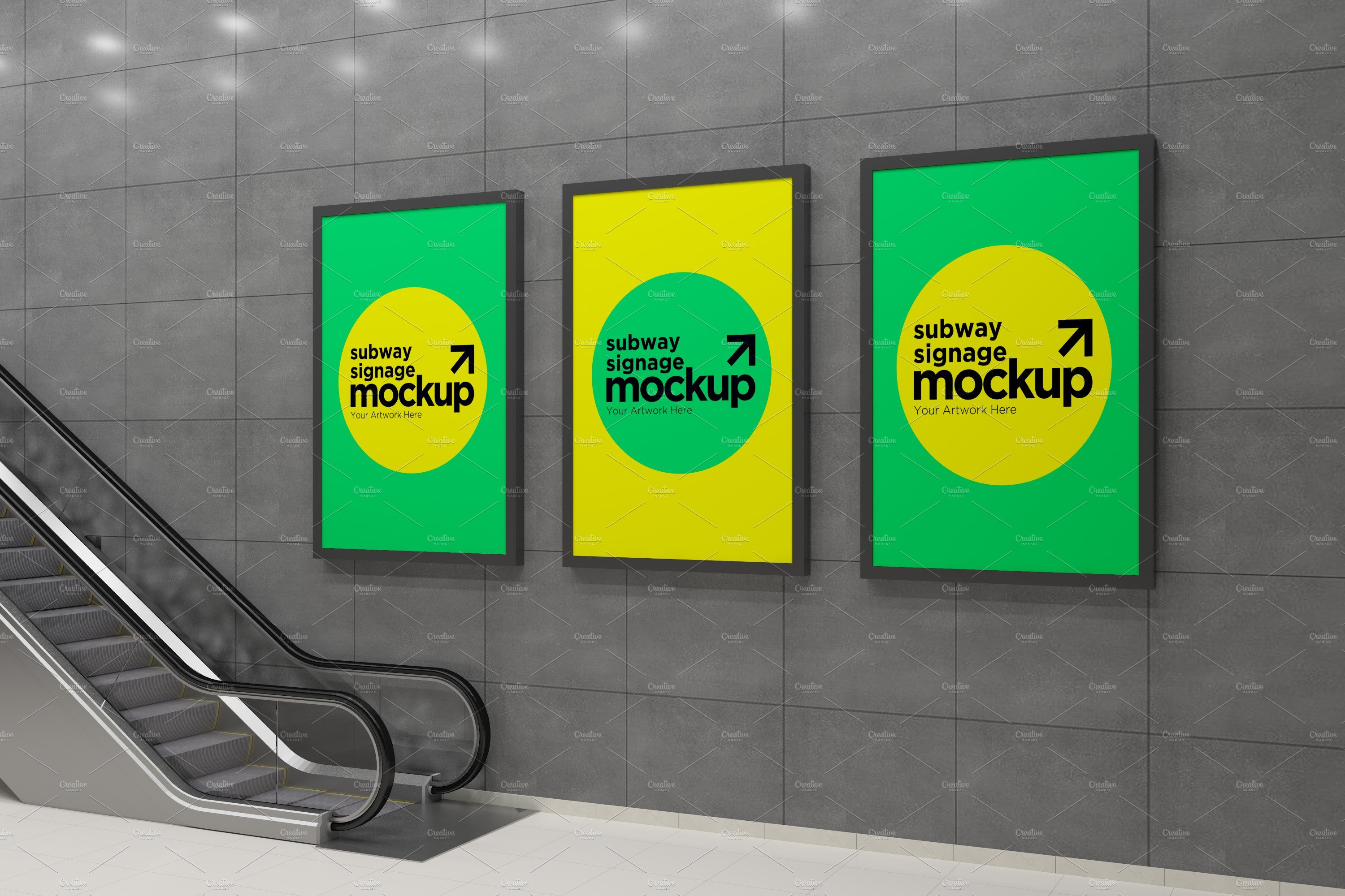 Subway Three Sign Mockup cover image.