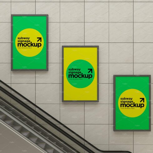 Subway Three Sign Mockup cover image.