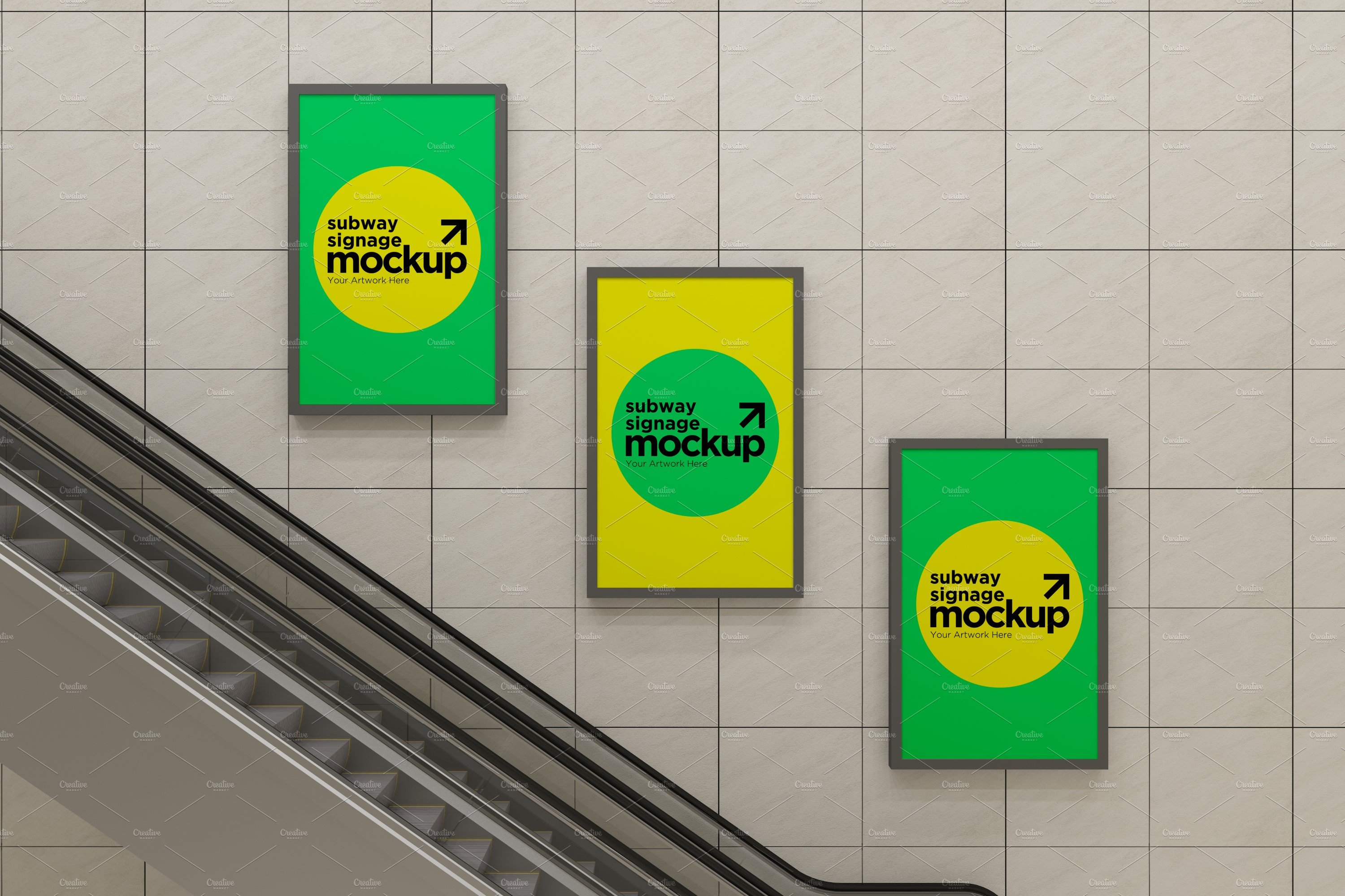 Subway Three Sign Mockup cover image.