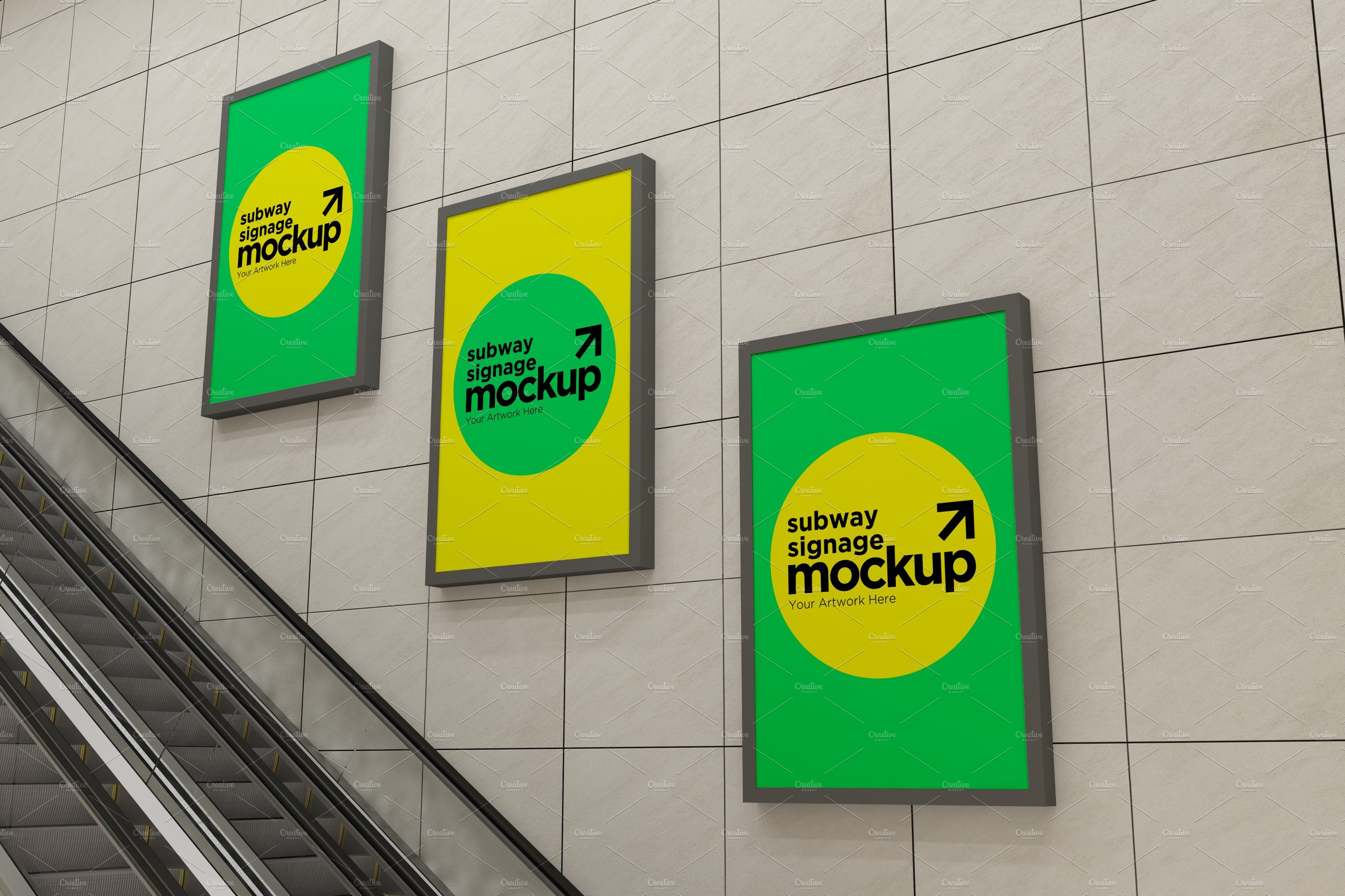 Subway Three Sign Mockup cover image.