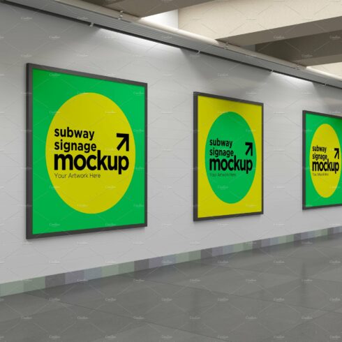 Subway Three Sign Mockup cover image.