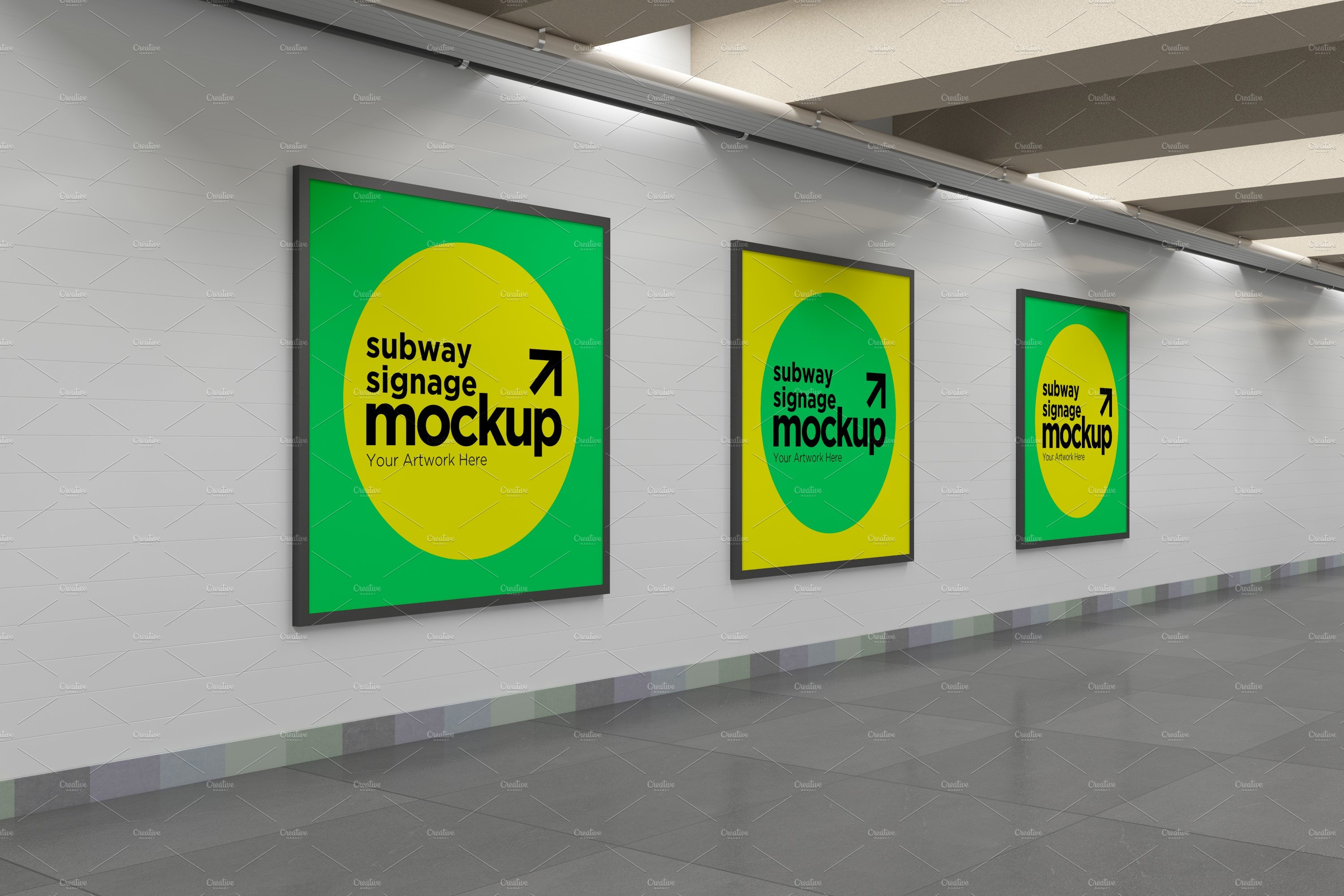 Subway Three Sign Mockup cover image.