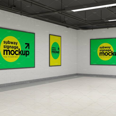 Subway Three Sign Mockup cover image.